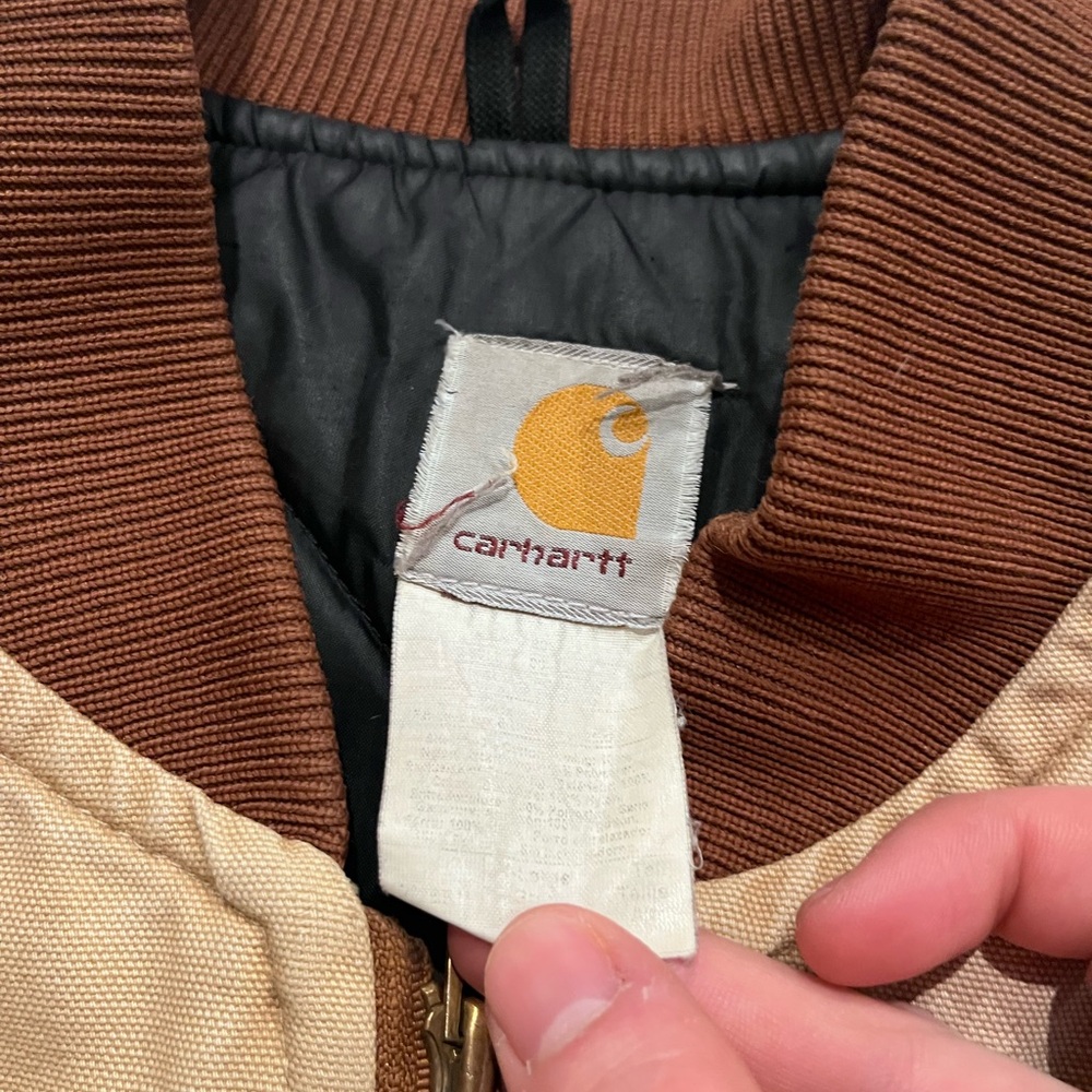 Vintage Carhartt Tan V01 Quilt Lined Canvas 90’s Vest - Picture 3 of 8